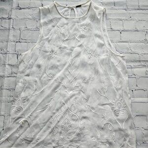 Chan Luu Sleeveless Embroidered Top White Sheer Boho Floral Viscose Women XS